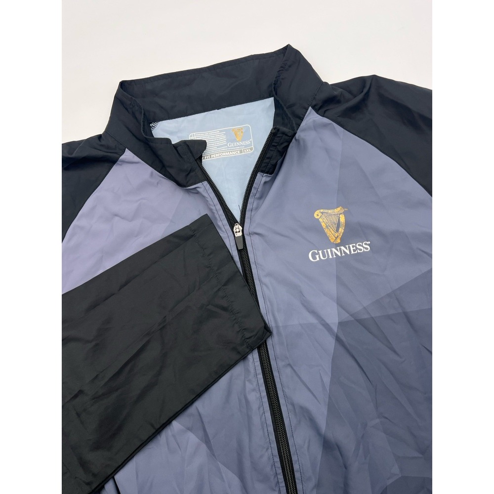 Guinness Beer Mens 3XL Grey Lightweight Jacket Pockets Irish‎ Ireland Harp